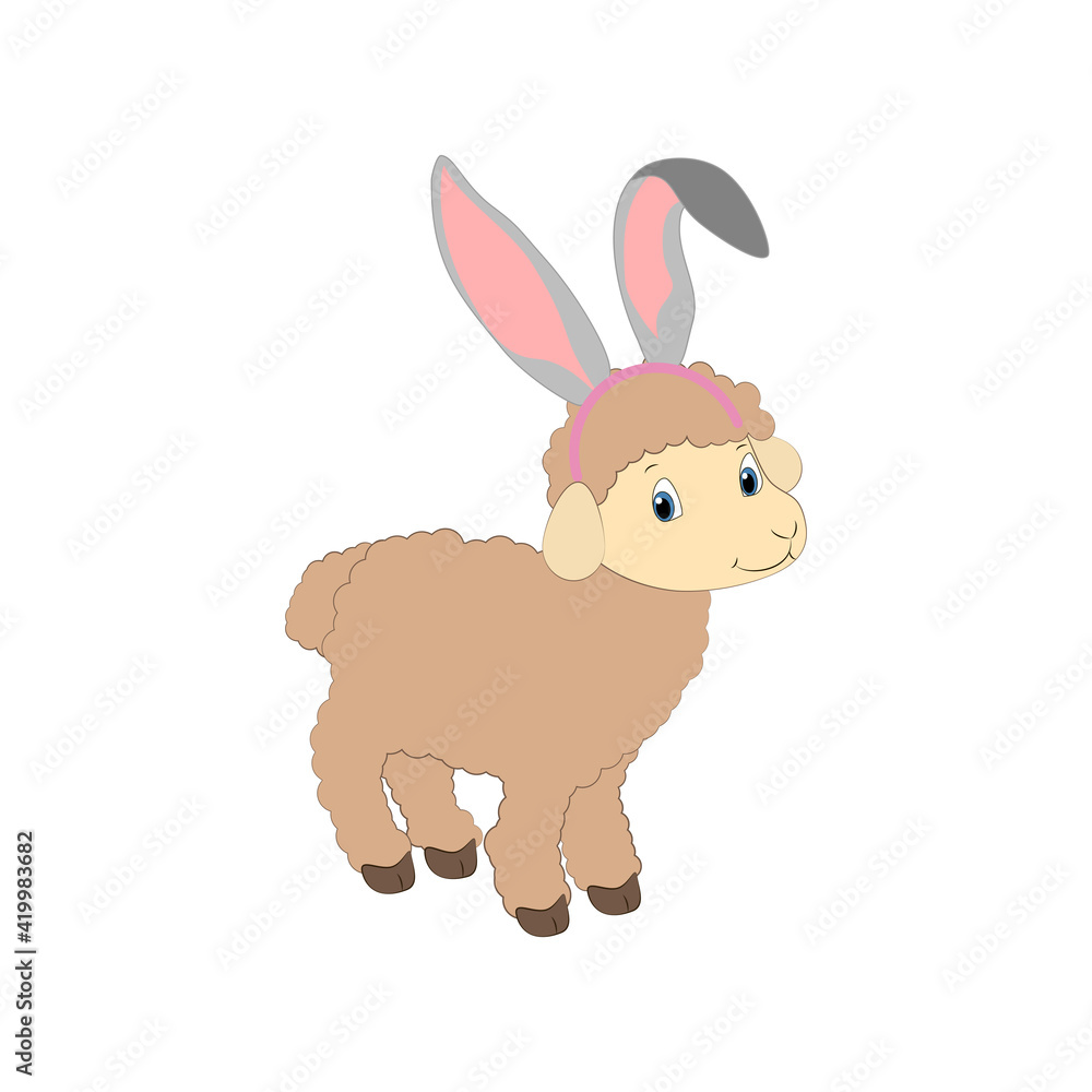 Obraz premium Easter lamb wearing bunny ears vector illustration