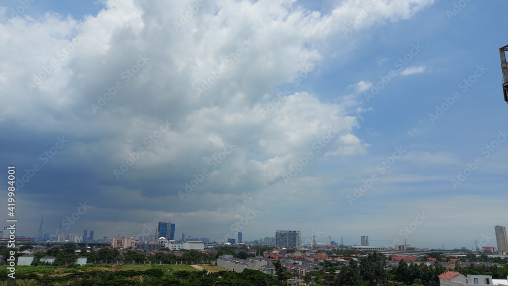the beauty of the clouds above the city of Jakarta this afternoon