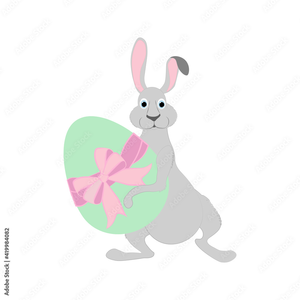 Easter rabbit with egg cute animal vector illustration Easter rabbit with egg cute animal vector illustration