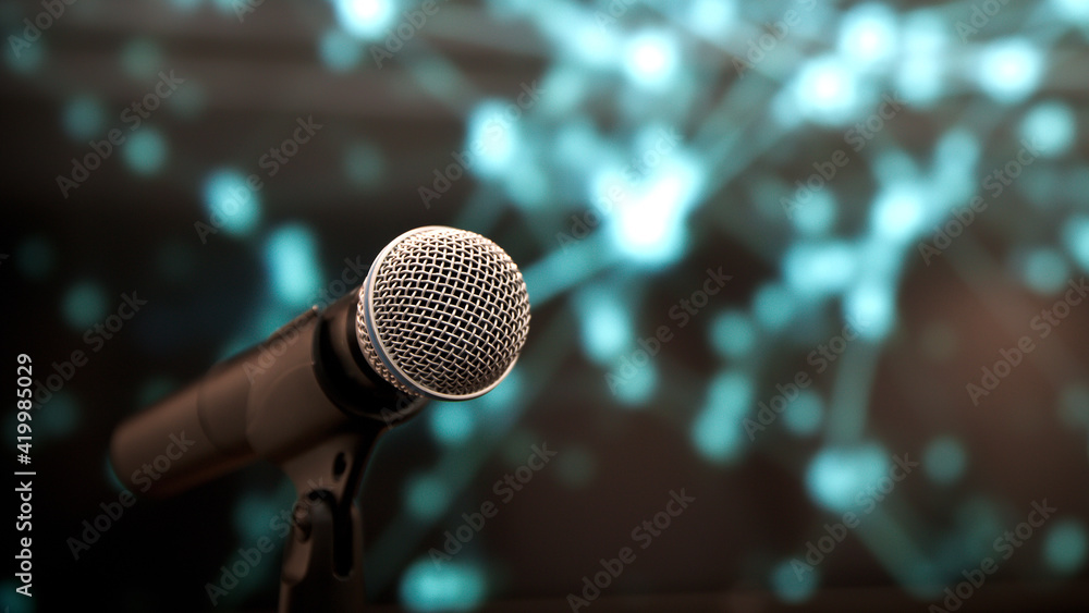 Public speaking backgrounds, Close-up the microphone on stand for ...