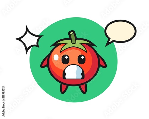 Tomatoes character cartoon with shocked gesture