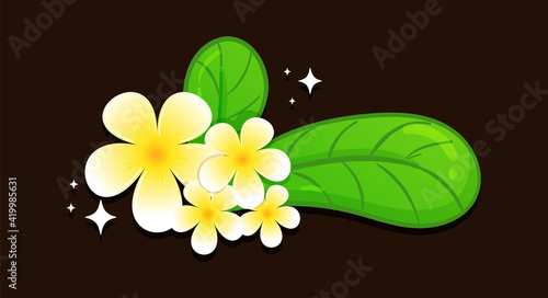 plumeria, vector, exotic, design, white, realistic, isolated, hawaii, tropic, bali, summer, jungle, paradise, illustration, nature, green, element, spring, yellow, garden, petal, floral,botanical, bou