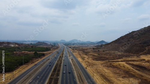 Aerial view of empty highway