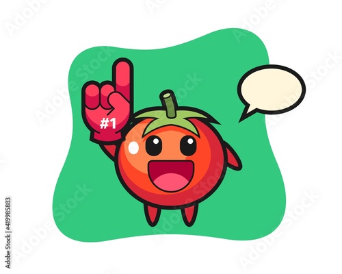 Tomatoes illustration cartoon with number 1 fans glove