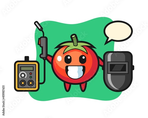 Character mascot of tomatoes as a welder © heriyusuf