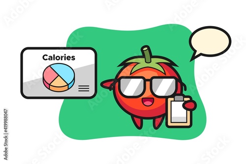 Illustration of tomatoes mascot as a dietitian