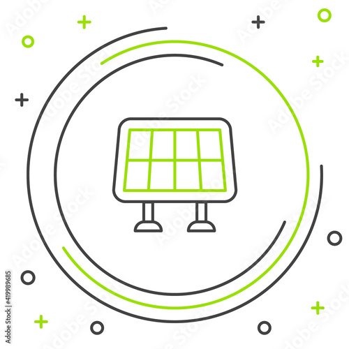 Line Solar energy panel icon isolated on white background. Colorful outline concept. Vector