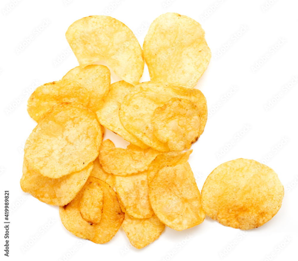 Potato chips isolated on a white background. Potato chips isolated on a white background.