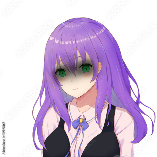 長髪の女性 ゲーム アニメ 紫髪ホラー ヤンデレ風anime Girl Stock Illustration Adobe Stock