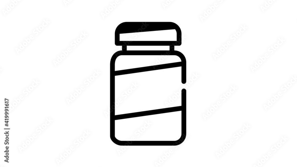 vitamin bottle for cat black icon animation vitamin bottle for cat black icon animation