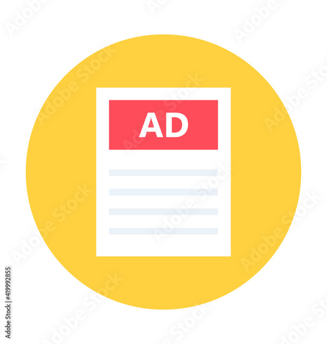 Ads Paper Vector Icon