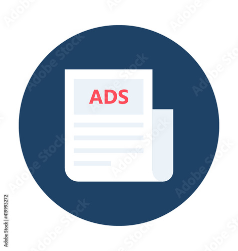 Ads Paper Vector Icon