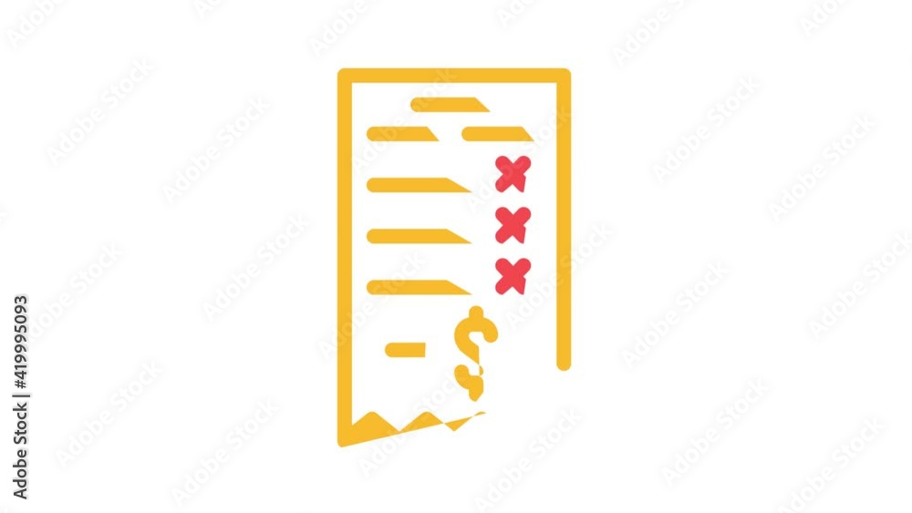 losing money receipt color icon animation losing money receipt color icon animation