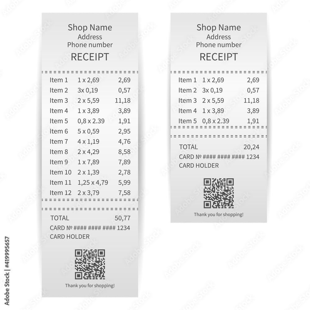 Fototapeta premium Printed receipts