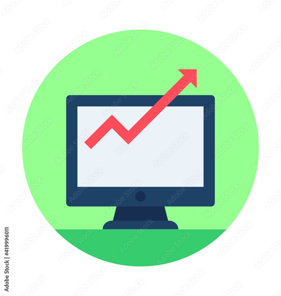 Graph Screen Vector Icon Graph Screen Vector Icon