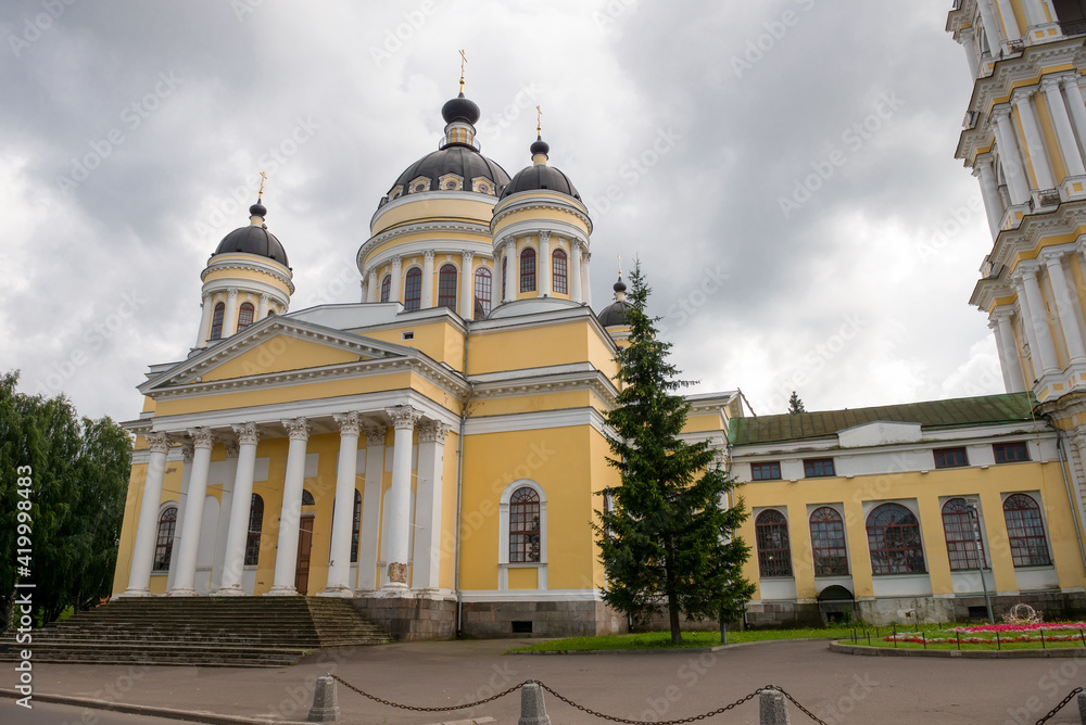 Transfiguration Cathedral. Spaso-Preobrazhensky Cathedral on the embankment of Volga river in Rybinsk