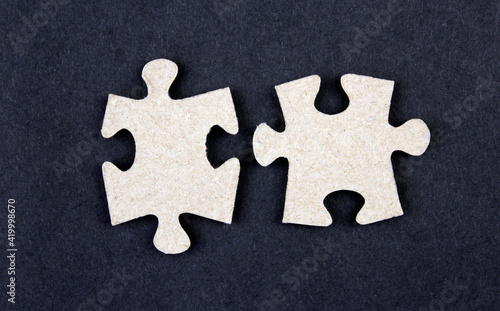 Two pieces from a puzzle on a black background