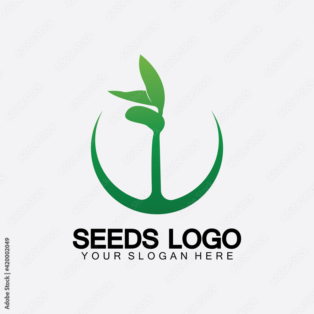 Plant Seeds Logo Concept Template Vector.growing seed logo.Seed grow Vector logo illustration design template Plant Seeds Logo Concept Template Vector.growing seed logo.Seed grow Vector logo illustration design template