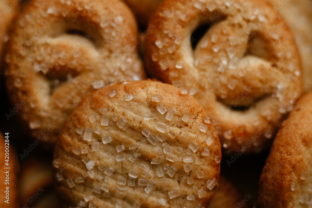biscuits with grains of sugar close-up biscuits with grains of sugar close-up
