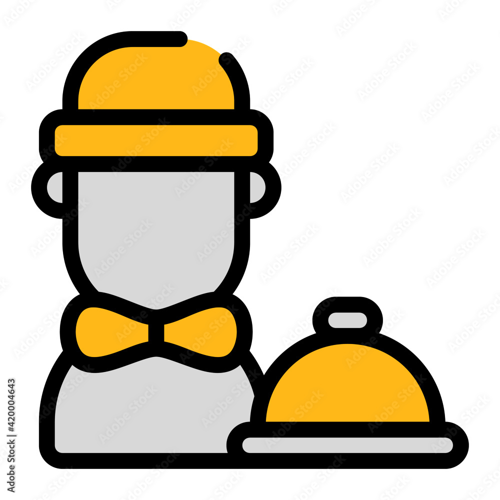 Waiter icon with outline style and pixel perfect base. Suitable for website design, logo, app and UI. Waiter icon with outline style and pixel perfect base. Suitable for website design, logo, app and UI.