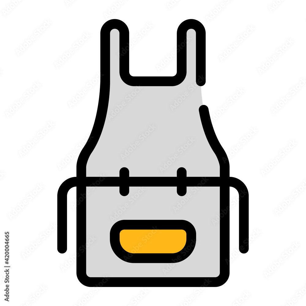 Fototapeta premium Apron icon with outline style and pixel perfect base. Suitable for website design, logo, app and UI.