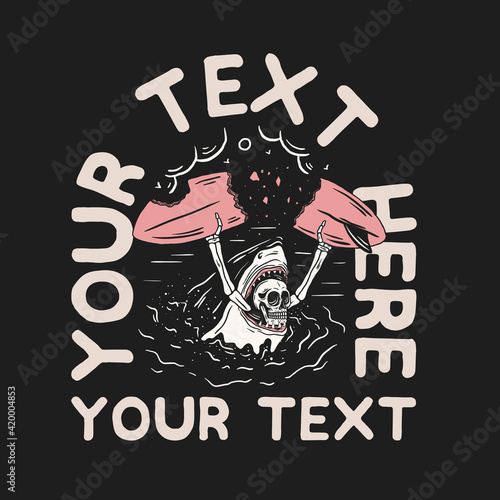 vintage illustration of old school surfing skull