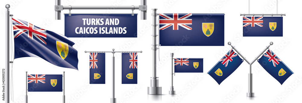 Vector set of the national flag of Turks and Caicos Islands
