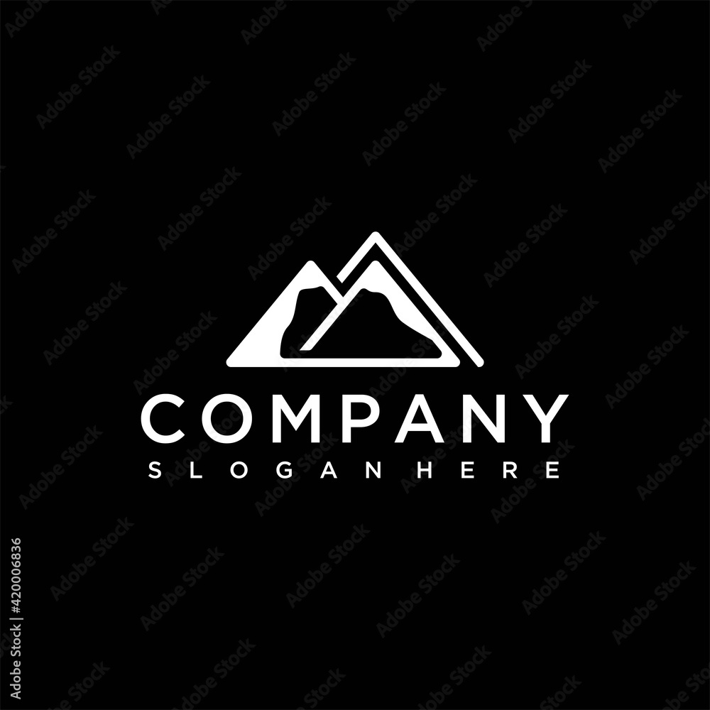 mountain silhouette vector outline logo design