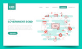 government bond concept with circle icon for website template or landing page banner homepage outline style