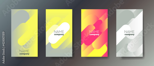 Set of four elegant abstract business cards with graphic elements and text. Vector illustration.