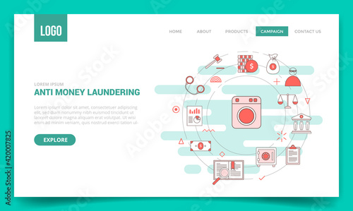 aml anti money laundering concept with circle icon for website template or landing page banner homepage outline style