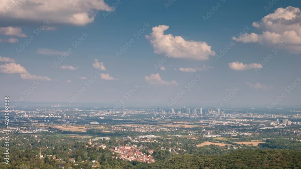 Timelapse - Moving clouds over the Rhine Main Valley with Frankfurt am Main in the distance, Germany Timelapse - Moving clouds over the Rhine Main Valley with Frankfurt am Main in the distance, Germany