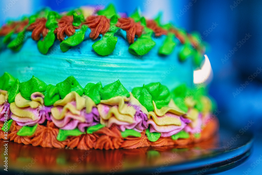 Homemade organic sponge cake close-up. Homemade organic sponge cake close-up.