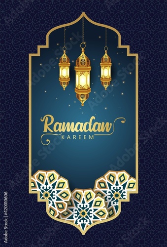 Hanging arabic Lantern for Ramadan Kareem and eid mubarak. pattern,background.vector illustration	