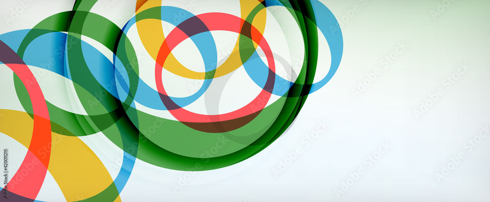 Fototapeta premium Ring geometric shapes, o letter repetition wallpaper. Abstract background for business or technology presentations, internet posters or web brochure covers