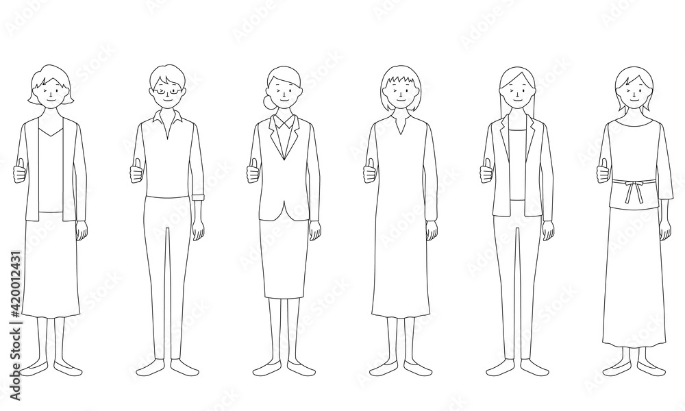 custom made wallpaper toronto digitalIllustration set of a woman who winks and makes a thumbs up (white background, vector, cut out)