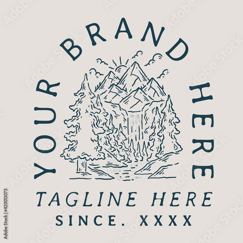 vintage illustration badge design line art outdoor nature