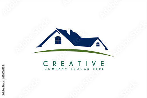 simple modern home, house or real estate logo design vector illustration