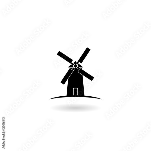 Black windmills icon with shadow