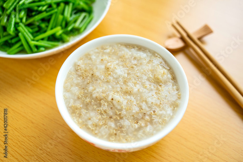 Chinese Food Weight Loss Set Quinoa Porridge with Fried Sweet Potato Stems