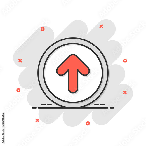Obraz na plátně Vector cartoon arrow up icon in comic style