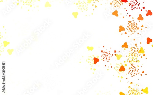 Light Red, Yellow vector backdrop with memphis shapes.