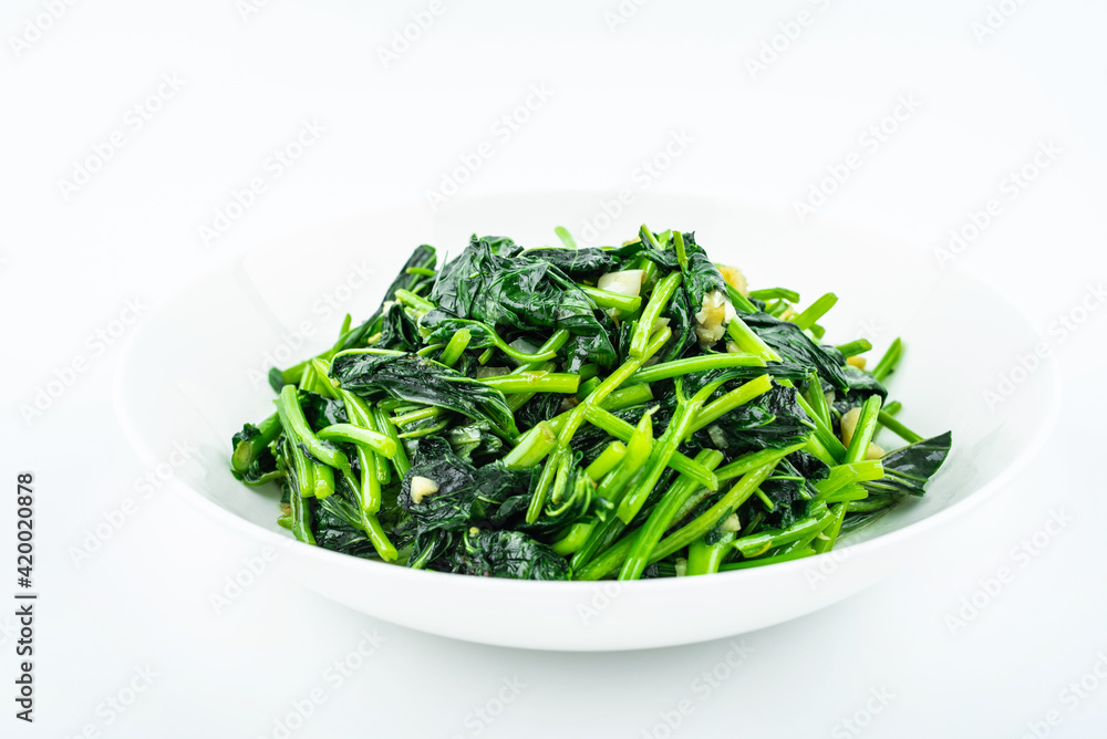 Chinese food, home cooking, one dish of fried sweet potato leaves Chinese food, home cooking, one dish of fried sweet potato leaves