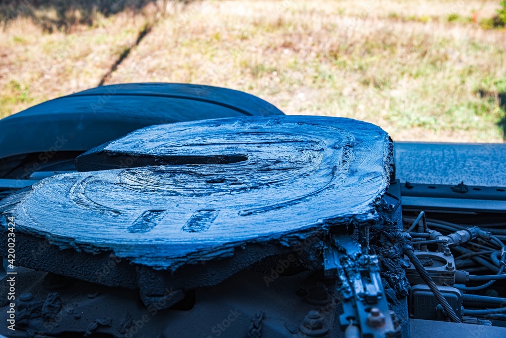 Fototapeta premium truck under repair, undercarriage