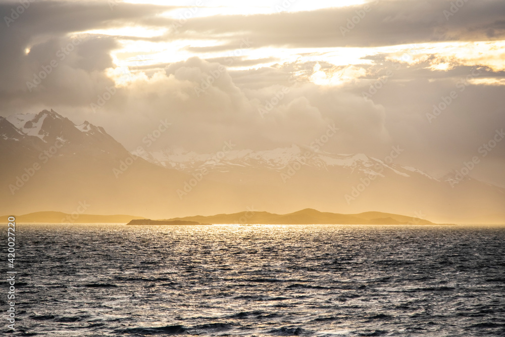View from Beagle Channel in Tierra del Fuego Archipelago on the extreme southern tip of South America between Chile and Argentina.