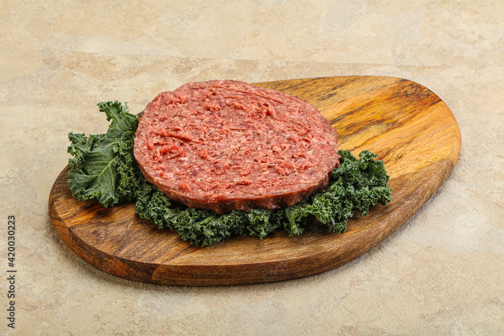 Raw beef burger cutlet for burger Raw beef burger cutlet for burger