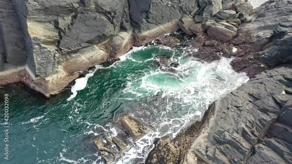 Aerial view of a gully at the coastline at Dawros in County Donegal - Ireland Aerial view of a gully at the coastline at Dawros in County Donegal - Ireland