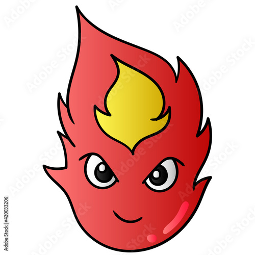 head fire flame monster getting mad. doodle icon drawing