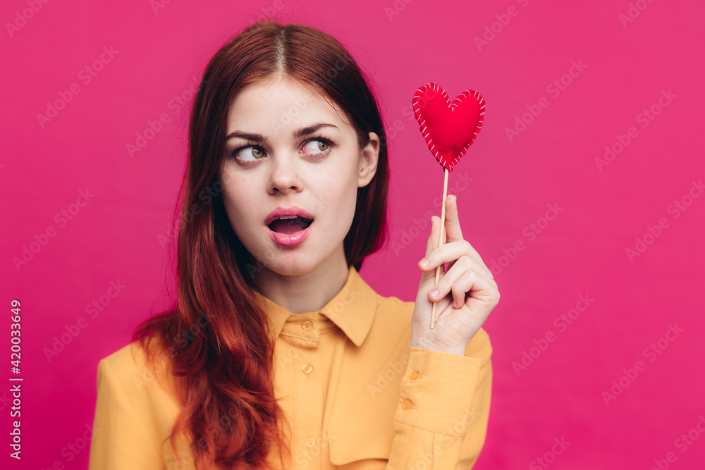 happy woman blowing kiss heart on stick love emotion happy woman blowing kiss heart on stick love emotion