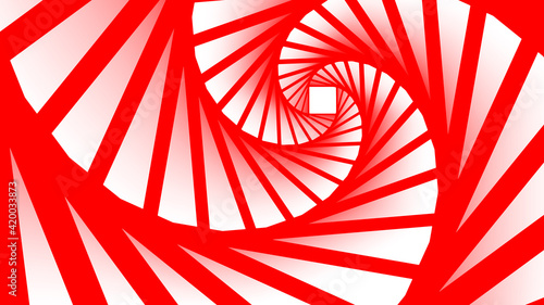 Abstract background, red and white spiral whirl, fractal like design, interesting vector illustration.